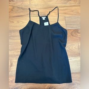 J. CREW Factory Semi Opaque Black Camisole Slip Top, Size 12, NWT